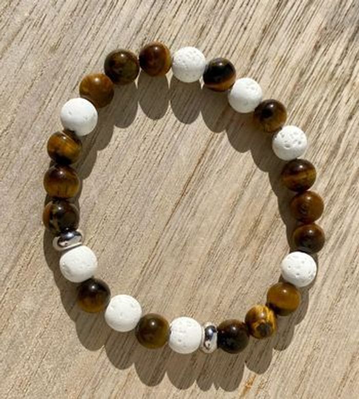 Bracelet en pierre de lave et oeil de tigre