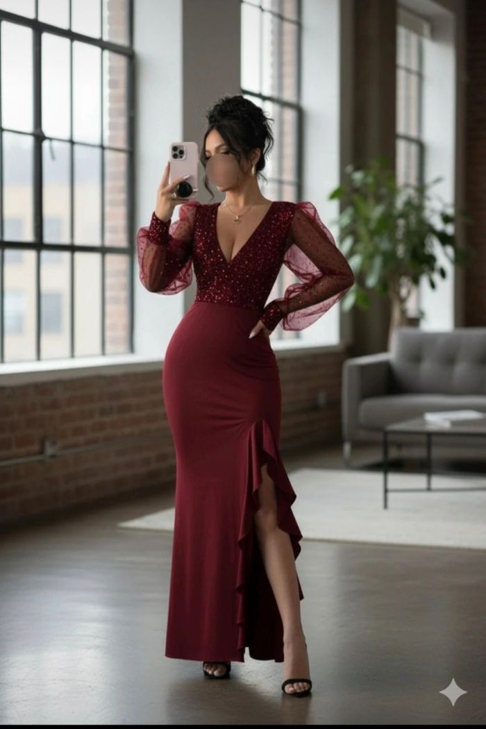 Magnifique robe rouge foncé de cérémonie taille XL 44