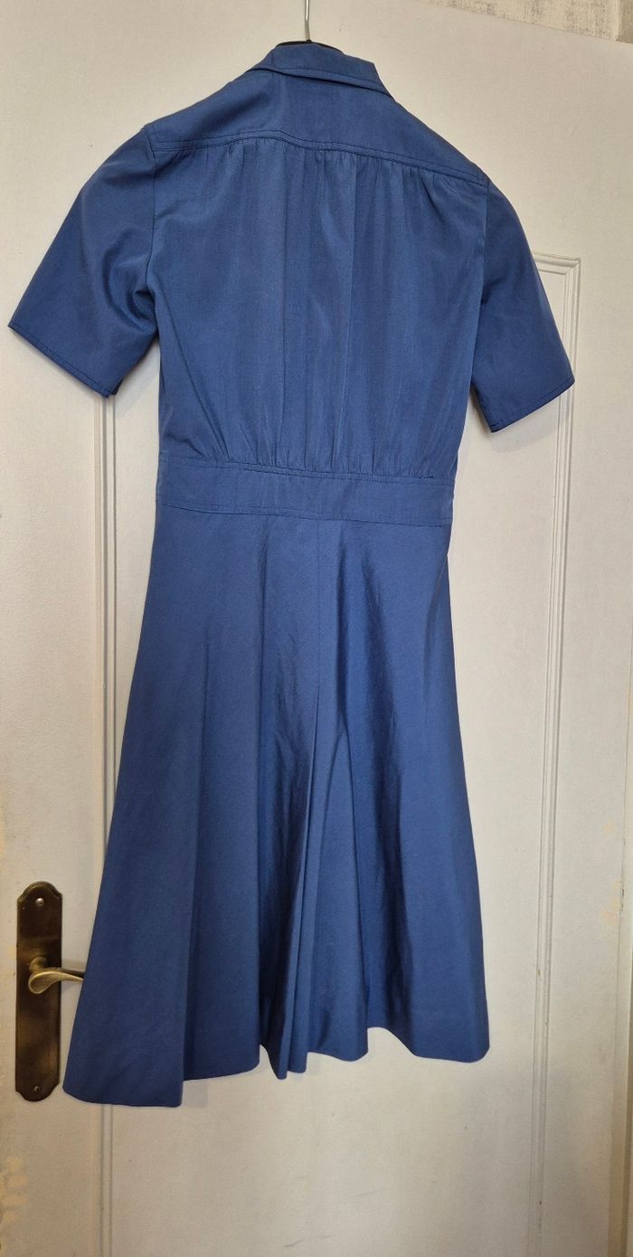 Robe chemise vintage couleur bleu manche courte cacharel taille 8 36 - photo numéro 7
