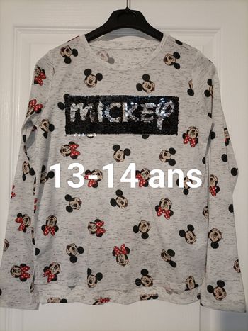 Tee-shirt manches longues à sequins réversibles Disney Mickey Minnie 13-14 ans