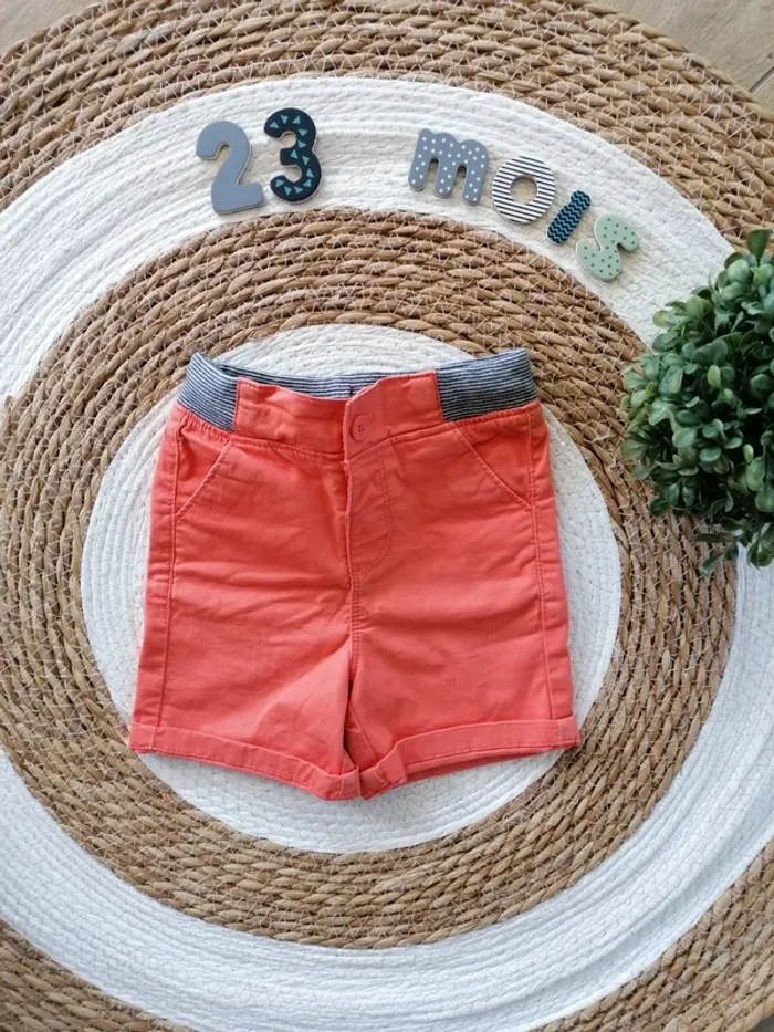 Ensemble short orange + deux tee-shirts - 24 mois - photo numéro 2