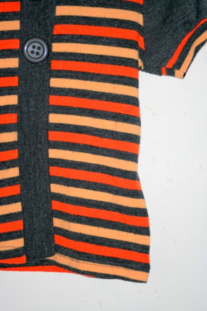 Gilet manches courtes à capuche rayé 6 ans - photo numéro 2