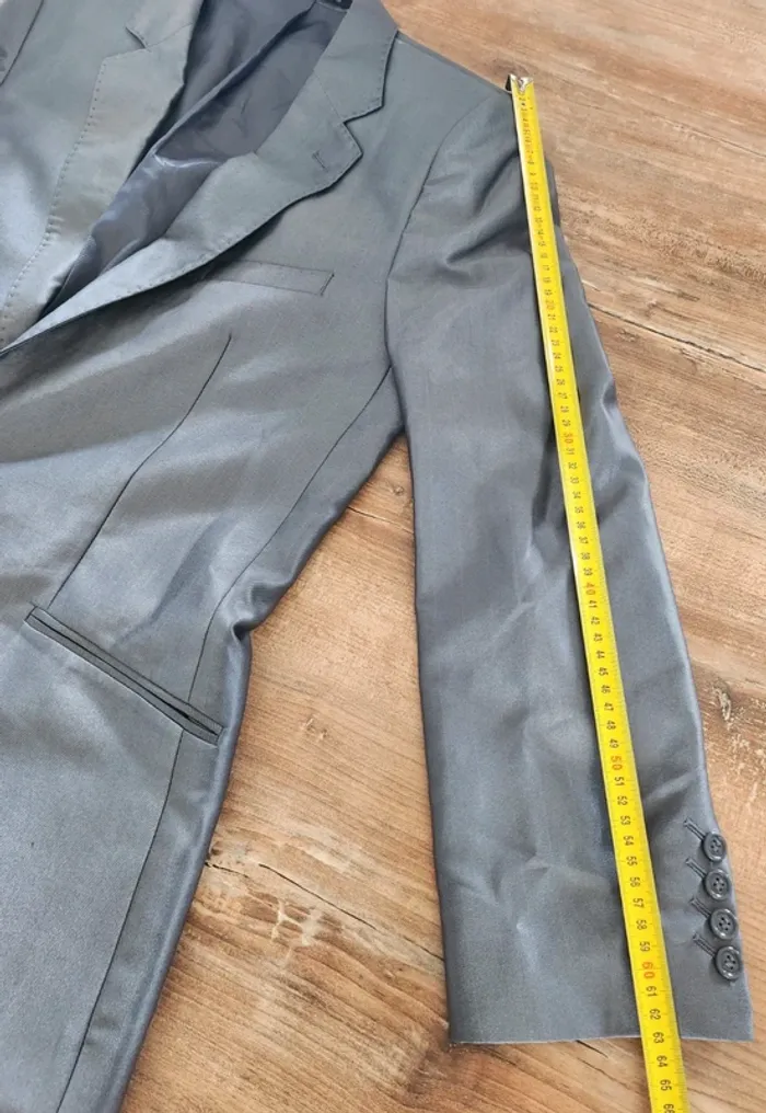 veste de costume homme grise satinée taille S Mia excellent état - photo numéro 9