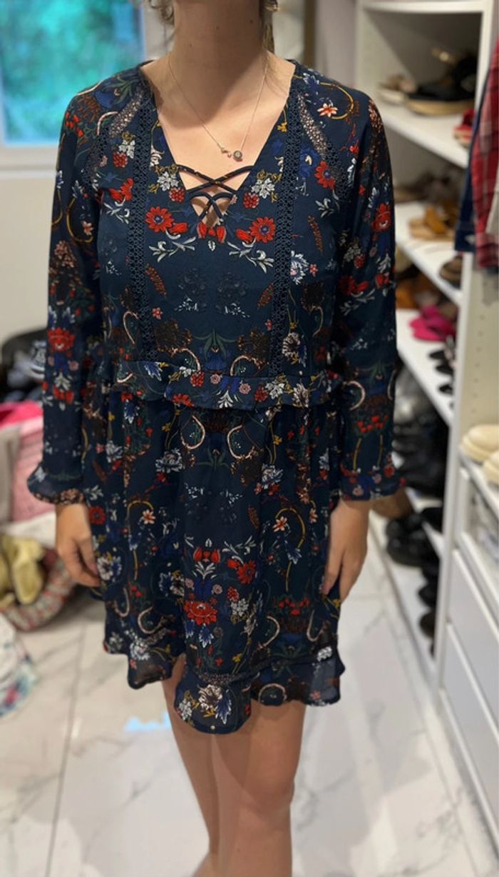 Robe femme taille 36 38 S M marque kilky fleurs voilage - photo numéro 5