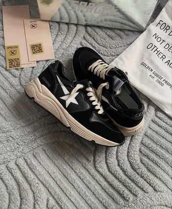 Men's Running Sole in black nappa leather and suede with a white star - 43