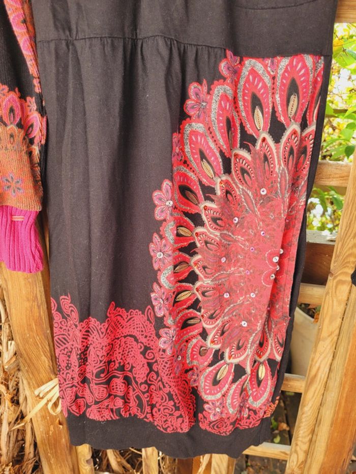 Superbe robe effet pull Desigual, Taille M (40), noite et rouge - photo numéro 6