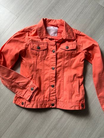 Veste en jean orange corail fille