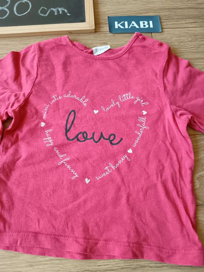 T-shirt manches longues rose Kiabi - photo numéro 3