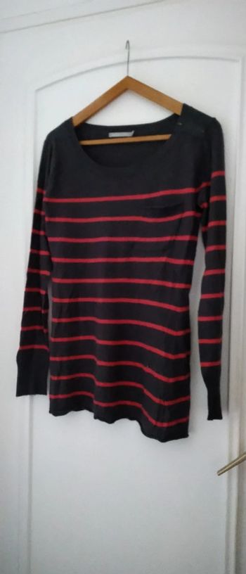 Pull long à rayures avec poche et fermeture éclair gris femme 3 suisses