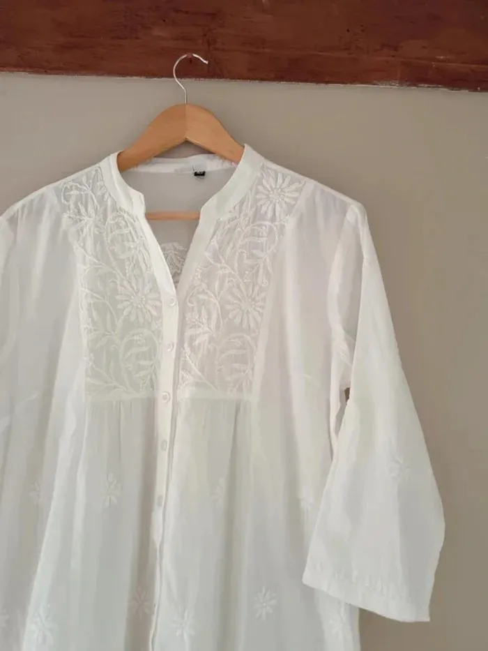 Robe tunique blanche brodée Made in India - photo numéro 4