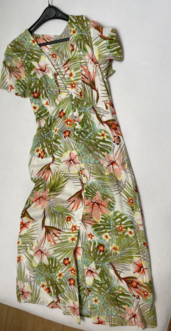 Robe S  mi longue  Imprimé feuillage