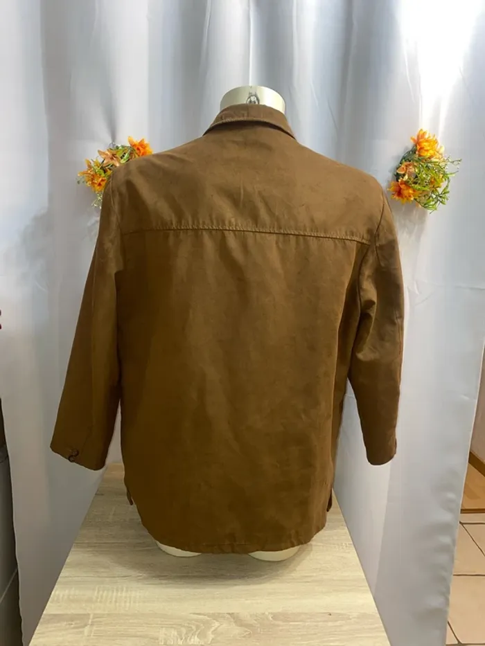 Veste légère / surchemise en peau marron vintage Laurent Cerrer taille XL - n11p - photo numéro 4