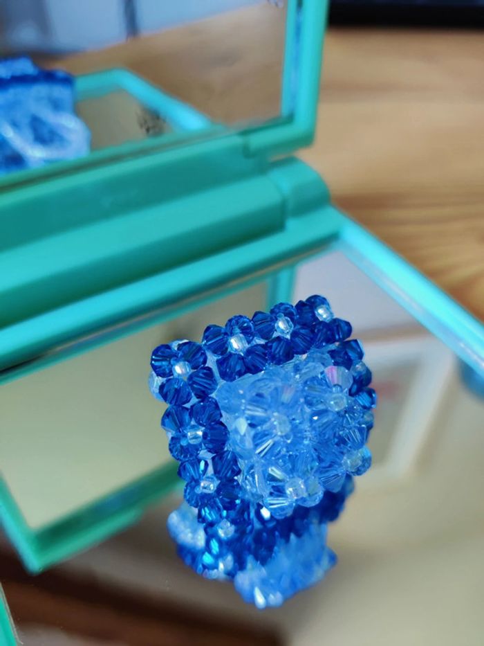 Bague perles cristal Swarovski modèle pyramide - photo numéro 5