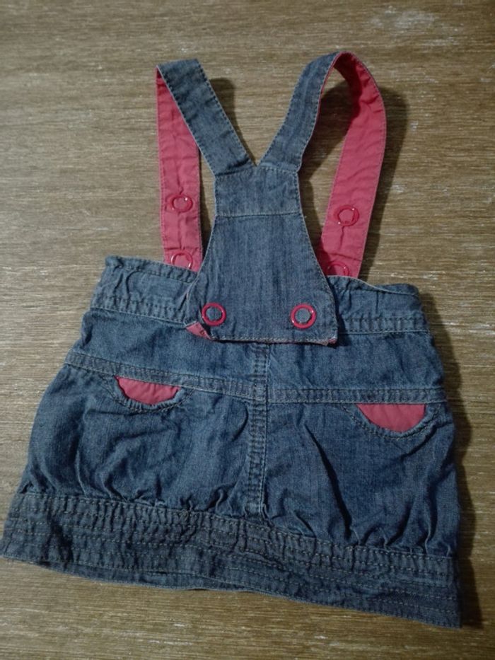 Salopette jupe bretelles amovibles bébé fille tao jean rose 9 mois - photo numéro 2
