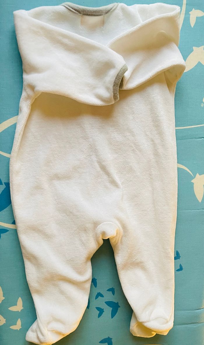 Pyjama mixte velours bébé Sophie la Girafe blanc et gris chic - 3 mois - photo numéro 4