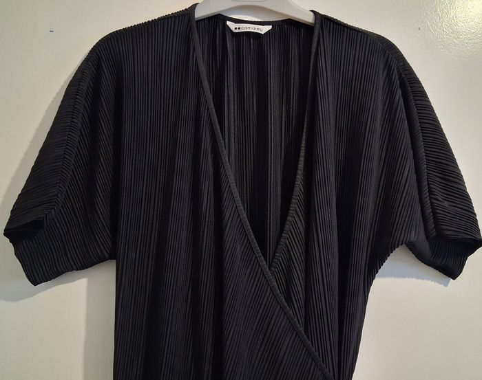 Robe portefeuille mi-longue noire - photo numéro 2
