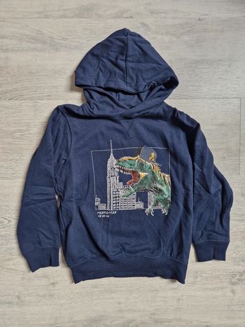 Sweat à capuche dinosaure Zara Boys 8 ans bleu marine