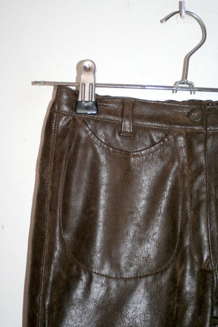 Pantalon chocolat effet cuir C414 6 ans - photo numéro 3