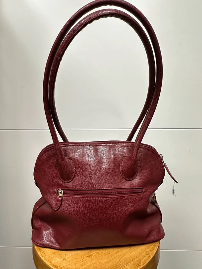 Sac à main en cuir bordeaux/rouge - photo numéro 4