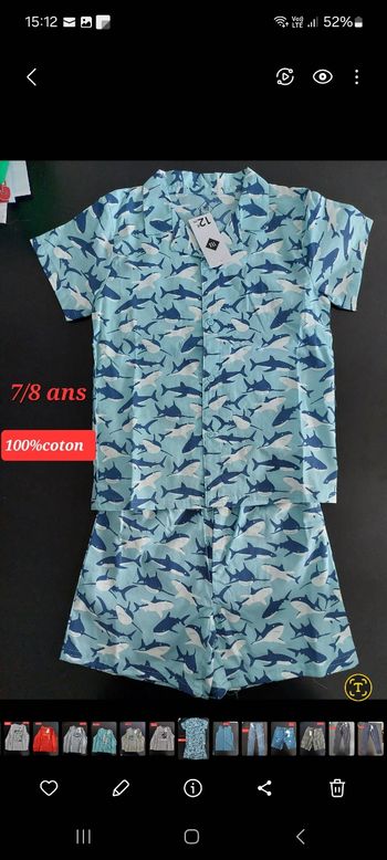 Short et chemise garçon 7/8ans