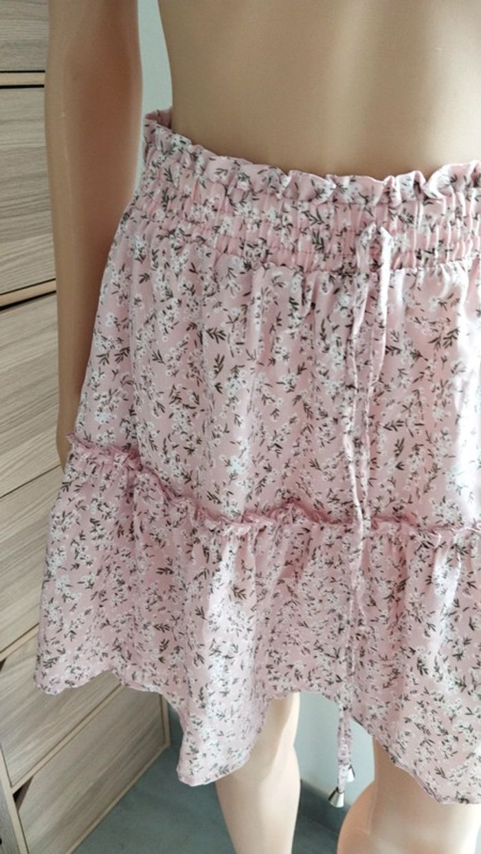 Jupe fleuris rose femme taille s - photo numéro 4