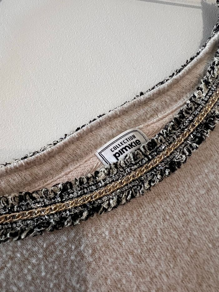 Pull Doux Beige Mélangé PIMKIE avec Collier Intégré - Taille M - photo numéro 3