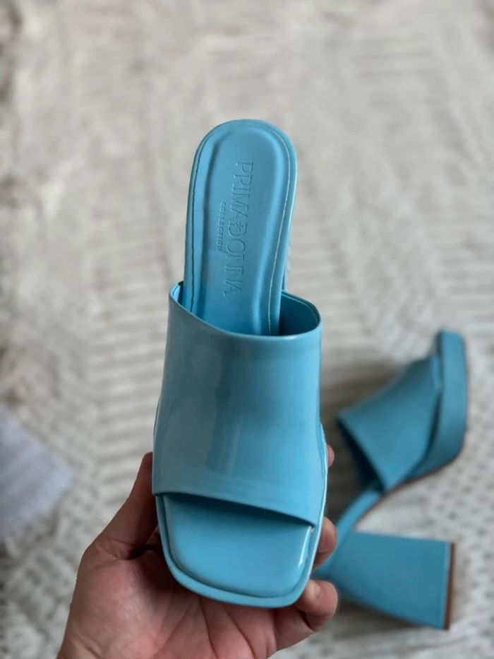 Sabots à talons femme vernis bleu pastel 38 - photo numéro 4