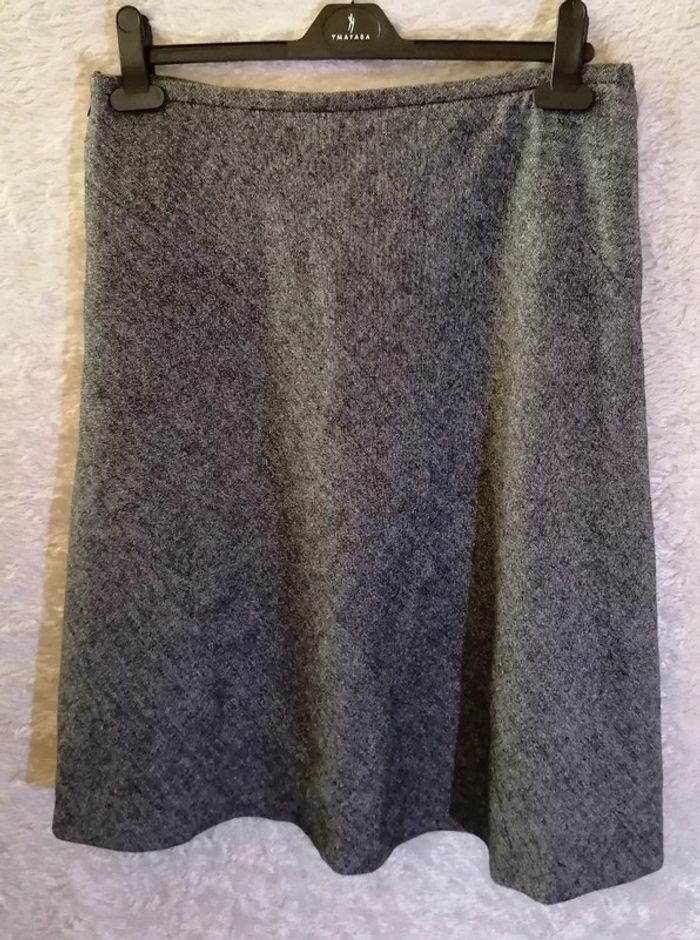 Jupe mi-longue grise type laine Autre ton - photo numéro 7