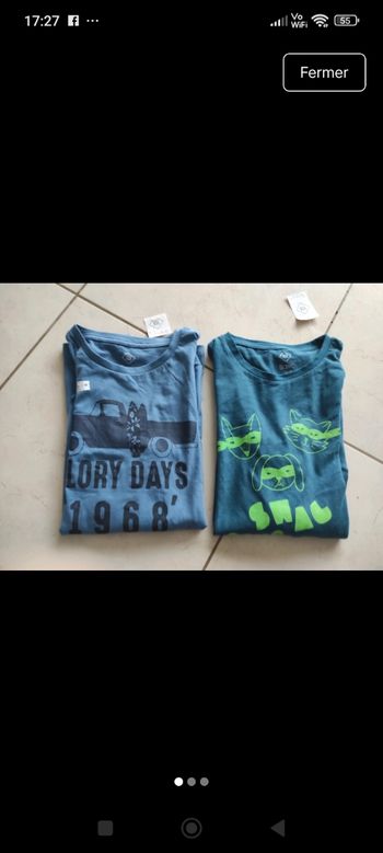 Lot de 2 tees shirts manches longues 13-14 neuf étiquetés