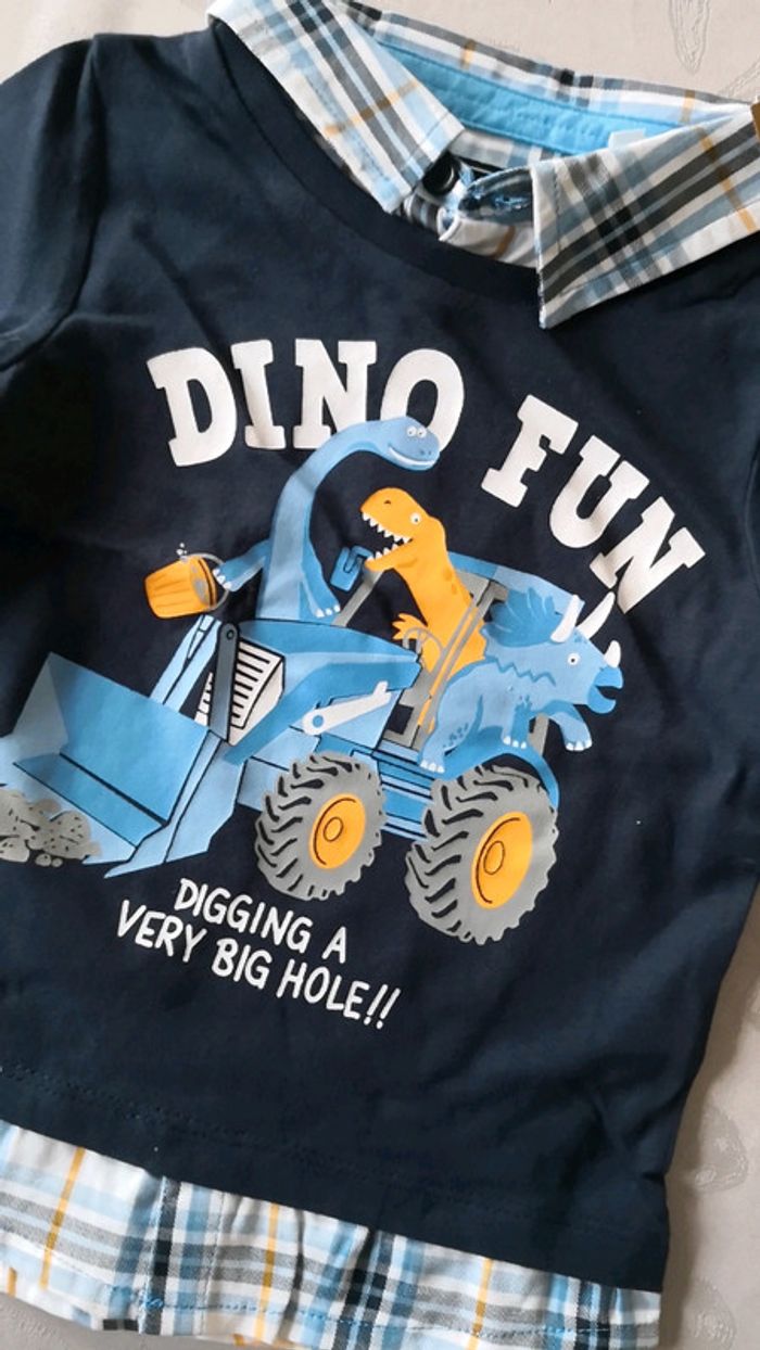 T-shirt longue manche effet chemise - photo numéro 3