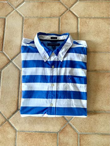 Chemise manches longues à rayures bleu Tommy Hilfiger taille XL slim fit