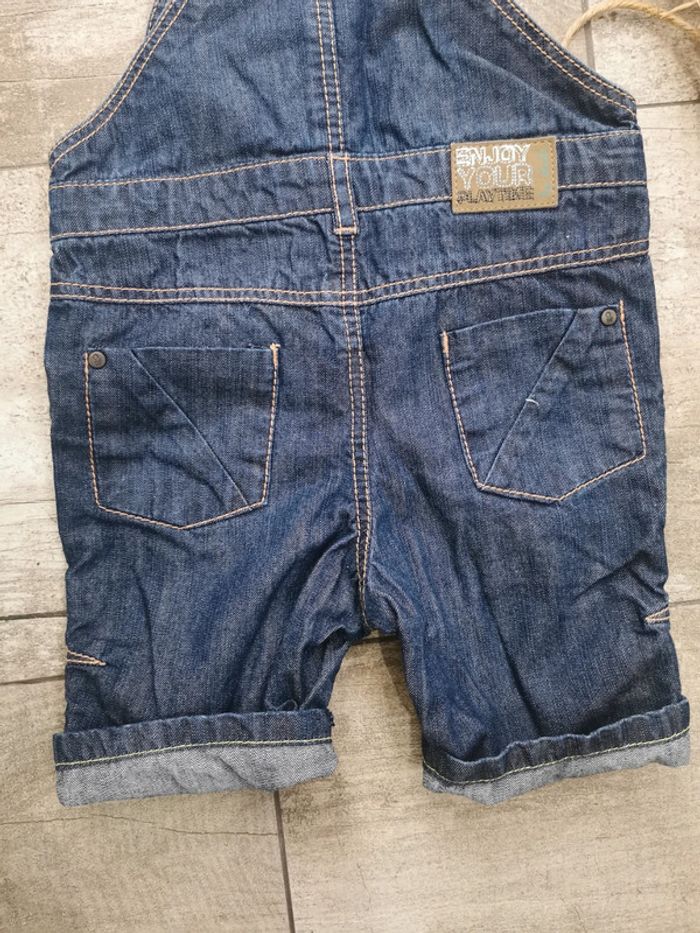 🌺Salopette short Obaibi 6mois jean denim bleu foncé - photo numéro 8