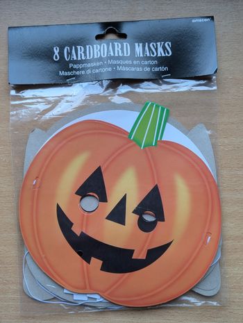 8 Masques en Carton Citrouille Halloween Neufs