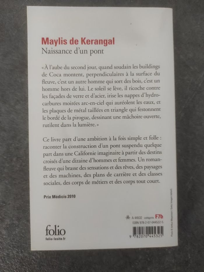 Naissance d'un pont Maylis de Kerangal Folio 2014 - photo numéro 3