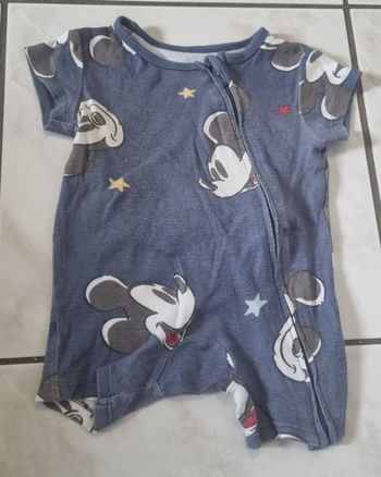 primark disney baby combinaison courte mickey bleu – zip diagonal taille 3/6 mois (68 cm)