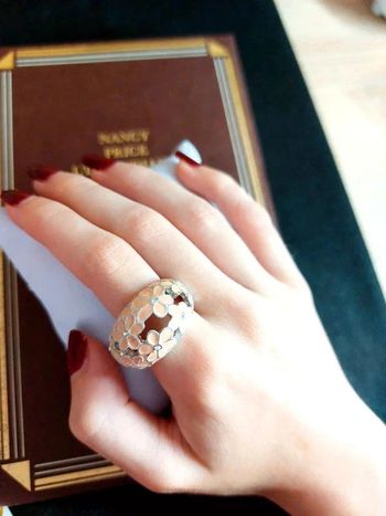 Magnifique bague fleurs rose et argenté