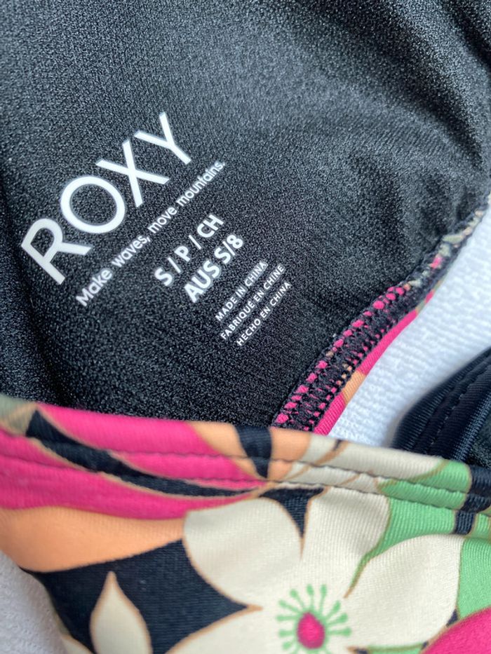 Maillot de bain deux pièces Roxy S noir et fleurs multicolores - photo numéro 4