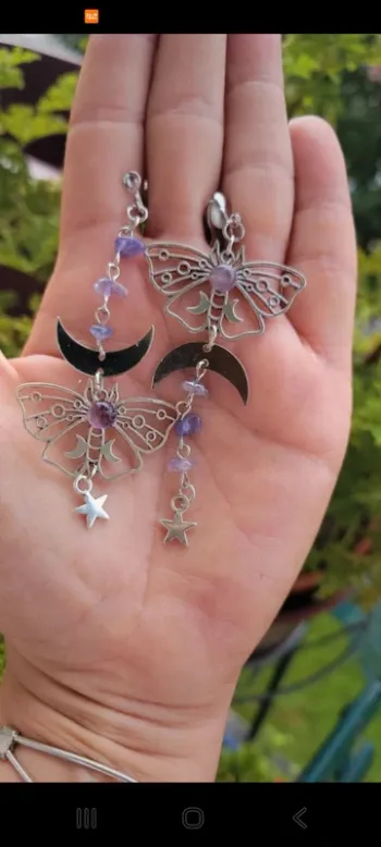 Clips acier papillon asymetriques améthyste