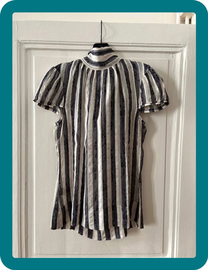 Blouse manches courtes soie noeud au cou xxs- BCBGmaxazria - photo numéro 2