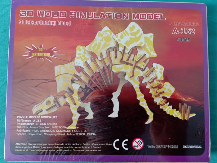 Stegosaurus - Puzzle Bois 3D dinosaure
