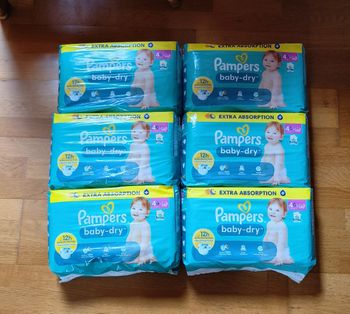 6 paquets de couches Pampers baby dry taille 4+
