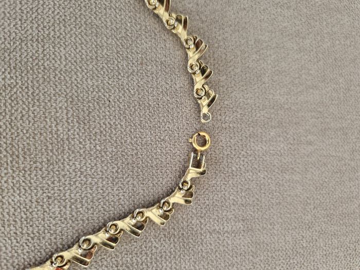 Collier vintage doré avec du bleu, vert - photo numéro 10