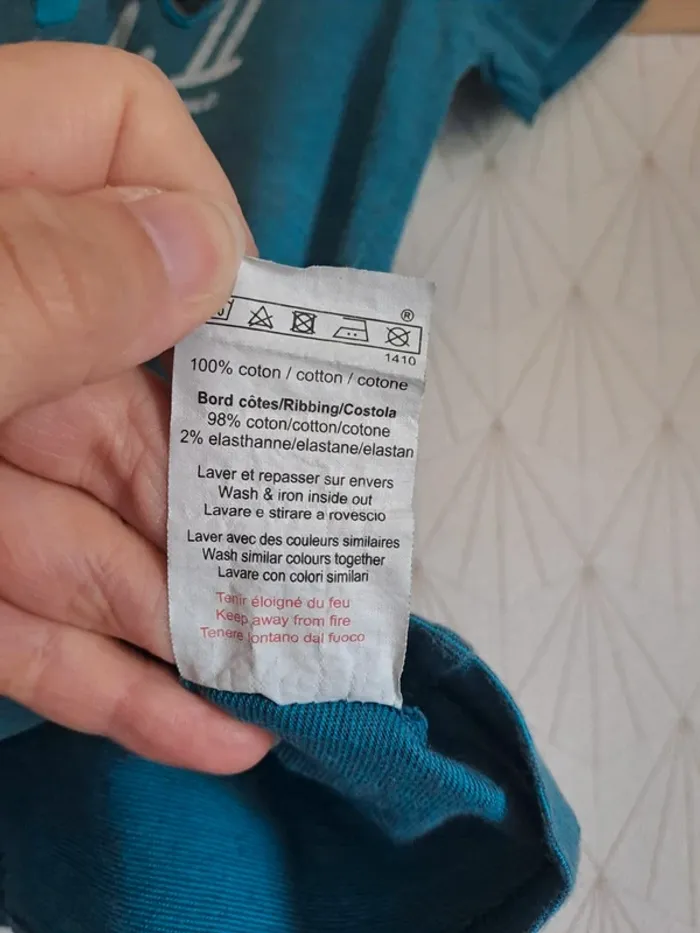 T-shirt garçon 5 ans terre de marins turquoise comme neuf - photo numéro 3