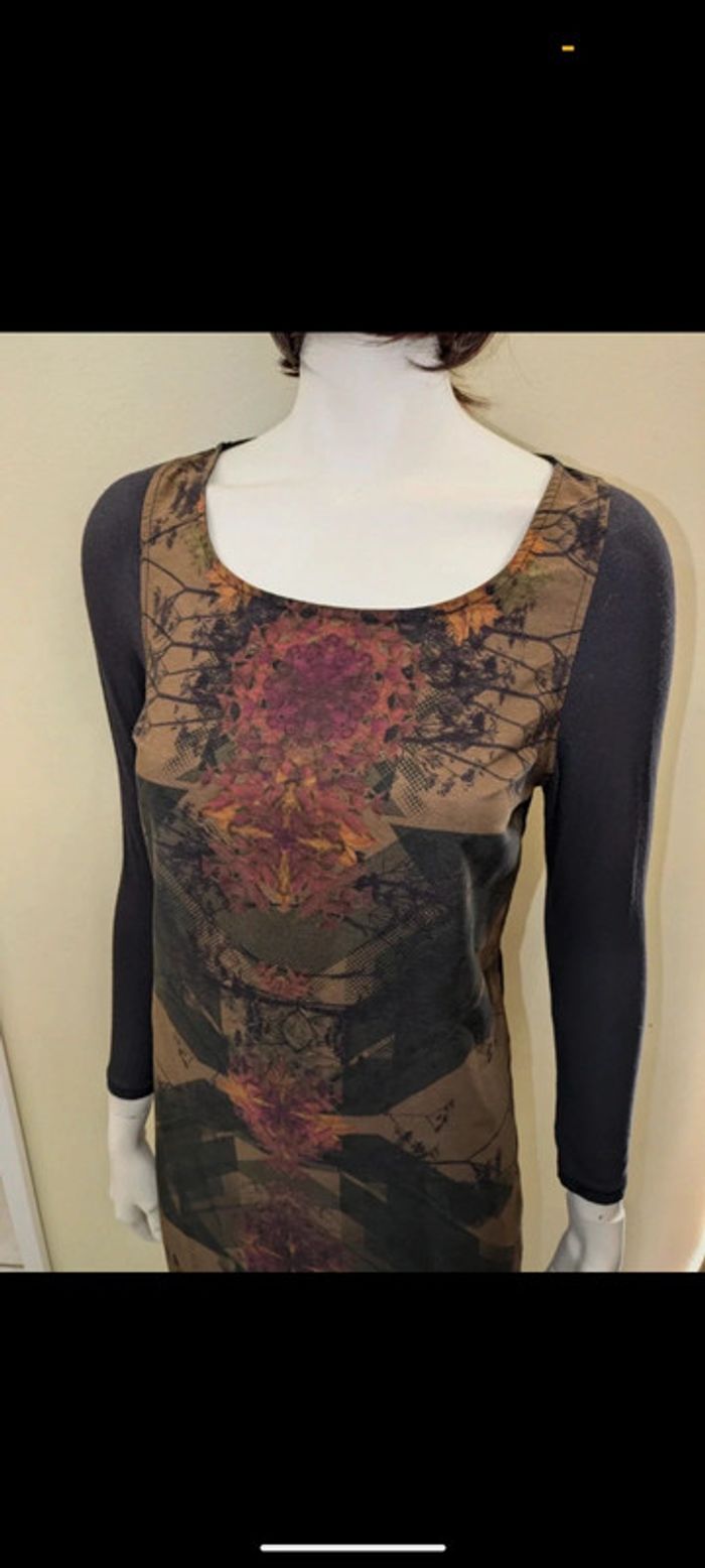 Robe manche longue Bershka motif noir marron - photo numéro 4