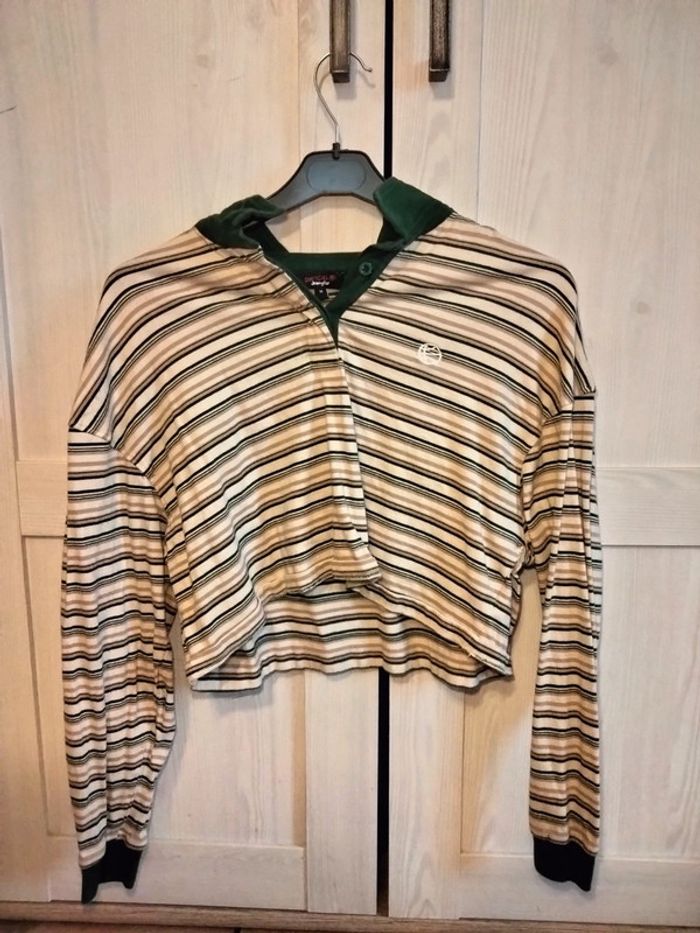 Top vert et beige