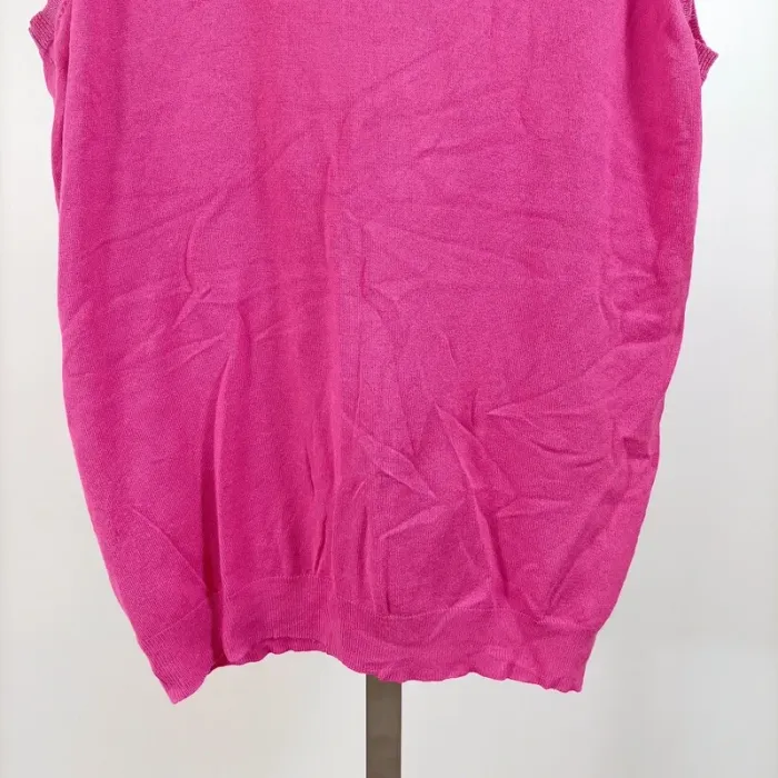 Débardeur fuchsia en maille fine Phildar – Taille XL – coupe droite sans manches A1055 - photo numéro 6