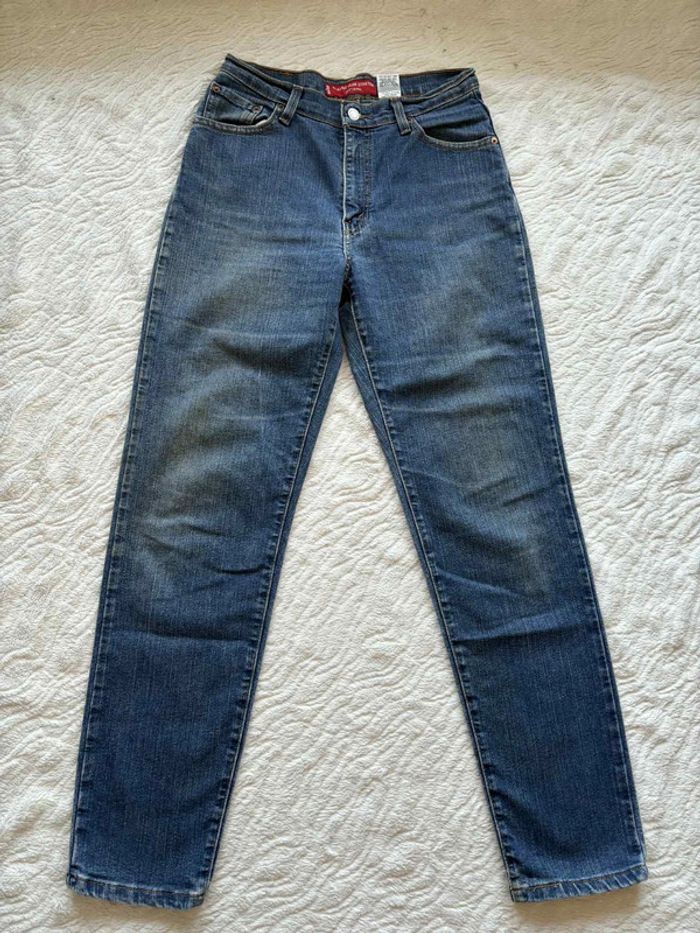 Jean Levi's 512 femme vintage (W30 L30 L/40) bleu Classic Slim Tapered Mexico taille haute – Rare - photo numéro 6