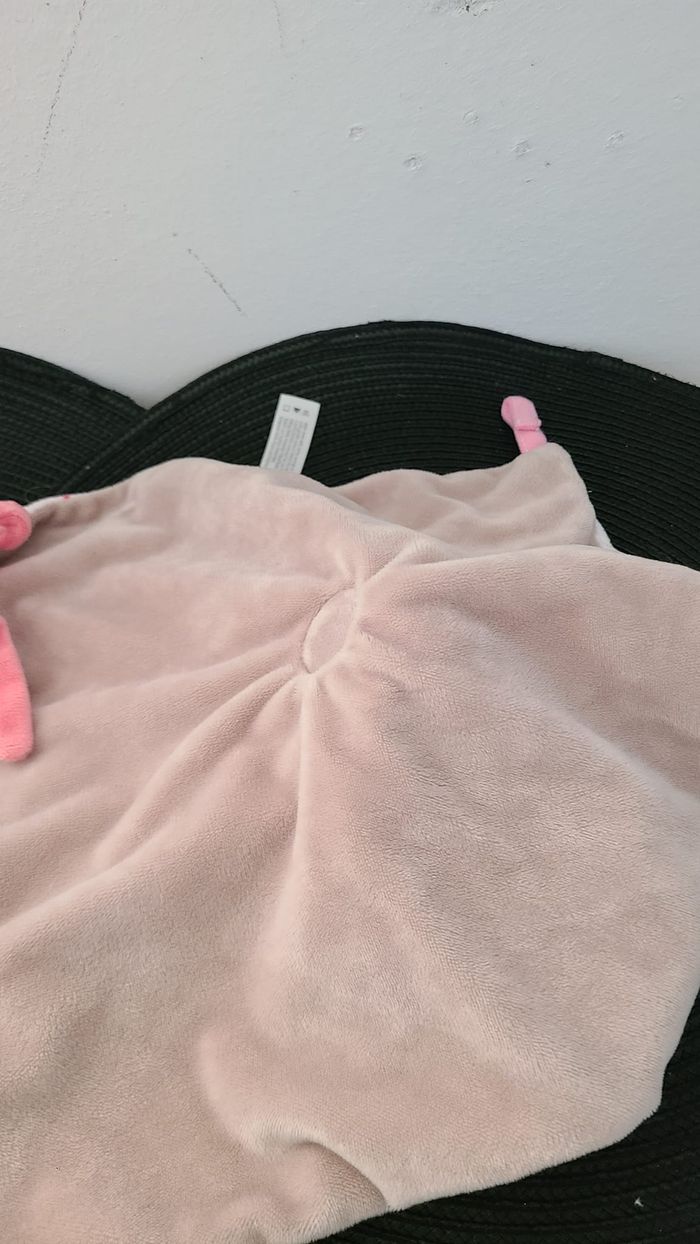 Doudou plat carré lapin rose beige coeurs FUNNY ZOO - photo numéro 4