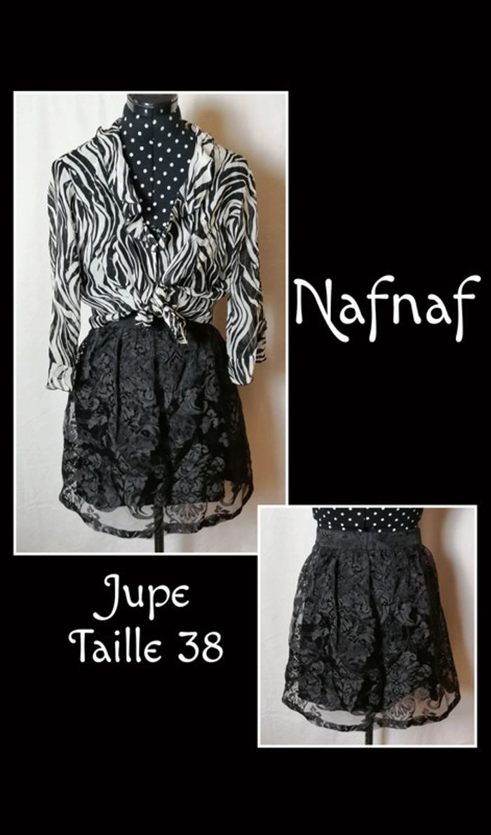 Jupe courte unie noire chic Taille 38 Nafnaf