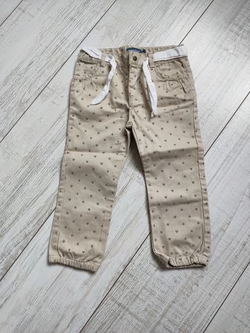 Pantalon beige pois et coeur